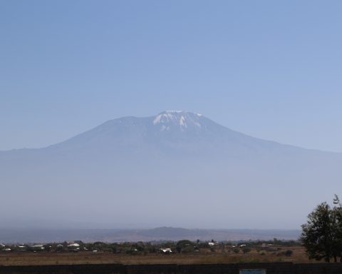 Sleepy villages at the foot of Mount Kilimanjaro. The mountain’s base measures up to 40 km across and covers an area of about 388,500 hectares.